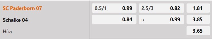 Tỷ lệ kèo Paderborn vs Schalke