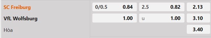 Tỷ lệ kèo Freiburg vs Wolfsburg