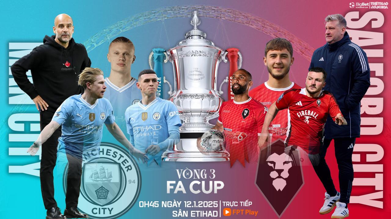 Nhận định, soi tỷ lệ Man City vs Salford 00h45 ngày 12/1, vòng 3 FA Cup